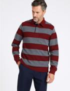 Marks & Spencer Pure Cotton Striped Rugby Top Claret