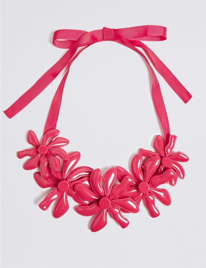 Marks & Spencer Abstract Flower Collar Necklace Fuchsia