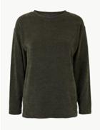 Marks & Spencer Textured Round Neck Long Sleeve Sweatshirt Khaki