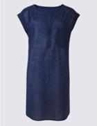 Marks & Spencer Pure Cotton Sleeveless Shirt Dress Navy