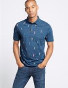 Marks & Spencer Slim Fit Pure Cotton Surfboard Design Polo Shirt Multi