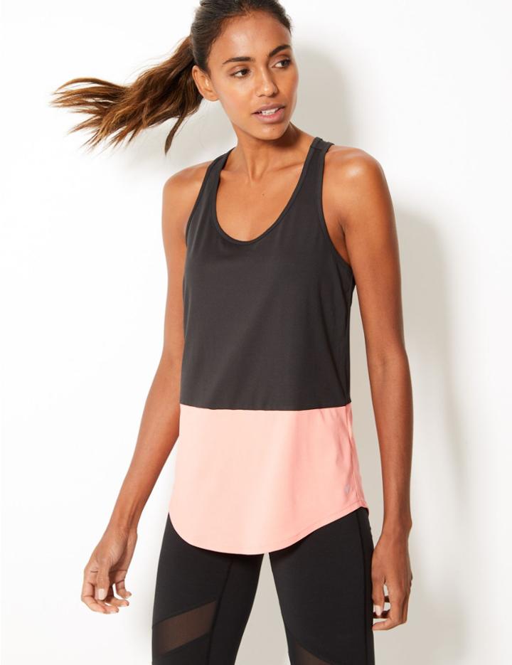 Marks & Spencer Colour Block Loose Sleeveless Vest Top Black Mix