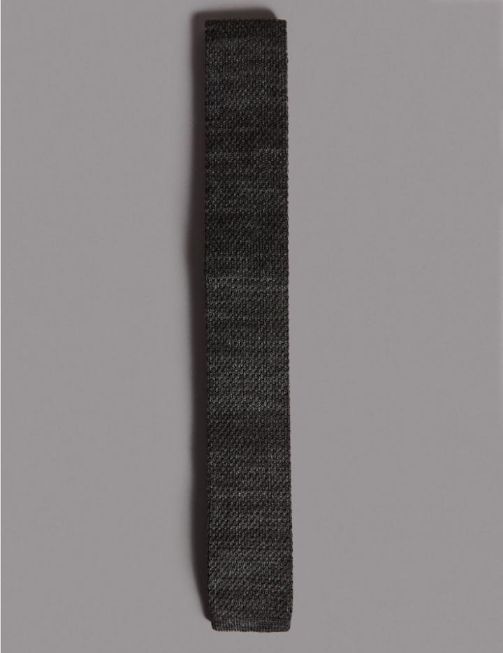 Marks & Spencer Knitted Tie Charcoal Mix