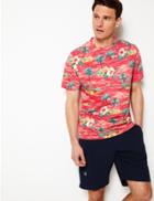 Marks & Spencer Pure Cotton Printed Crew Neck T-shirt Red Mix