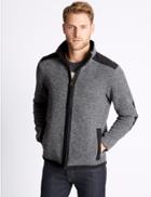 Marks & Spencer Textured Zipped Through Fleece Top Charcoal Mix