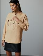 Marks & Spencer High Neck Long Sleeve Shirt Sand