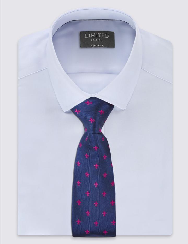 Marks & Spencer Pure Silk Geometric Print Tie Wine Mix