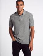 Marks & Spencer Pure Cotton Pique Polo Shirt Charcoal Mix