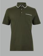 Marks & Spencer Supima Cotton Contrast Tipping Polo Khaki