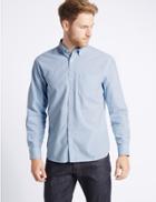 Marks & Spencer Pure Cotton Striped Oxford Shirt Blue