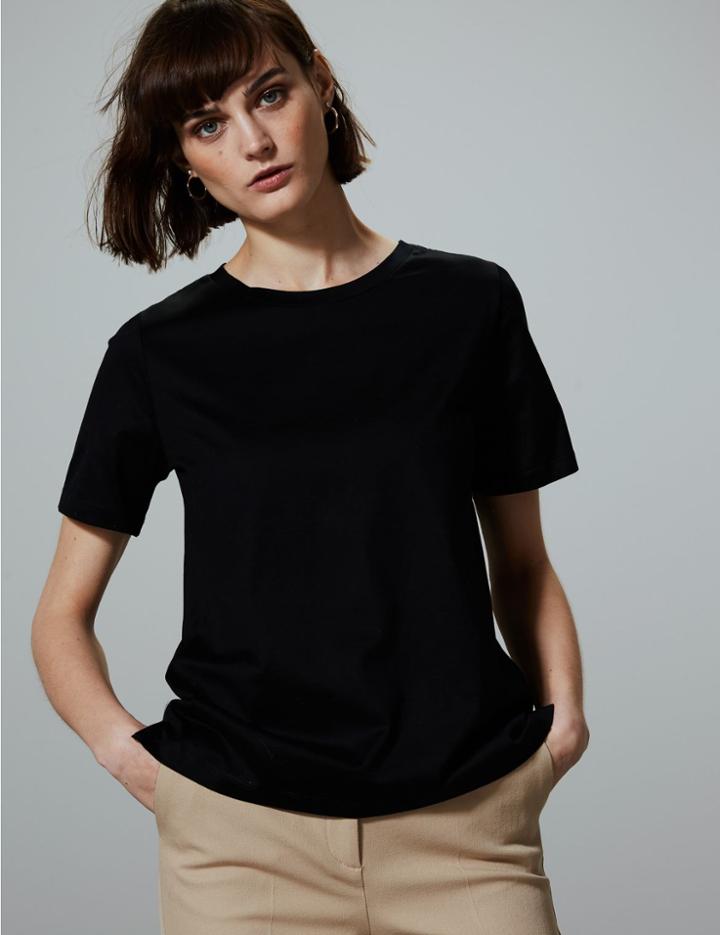 Marks & Spencer Pure Supima Cotton Round Neck T-shirt Black