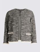 Marks & Spencer Cotton Rich Textured Jersey Blazer Black Mix