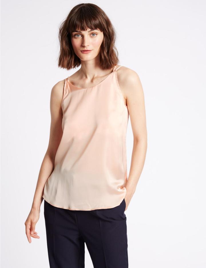 Marks & Spencer Satin Scoop Neck Vest Top Blush