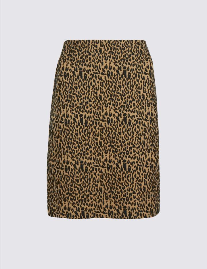 Marks & Spencer Animal Print A-line Mini Skirt Black Mix