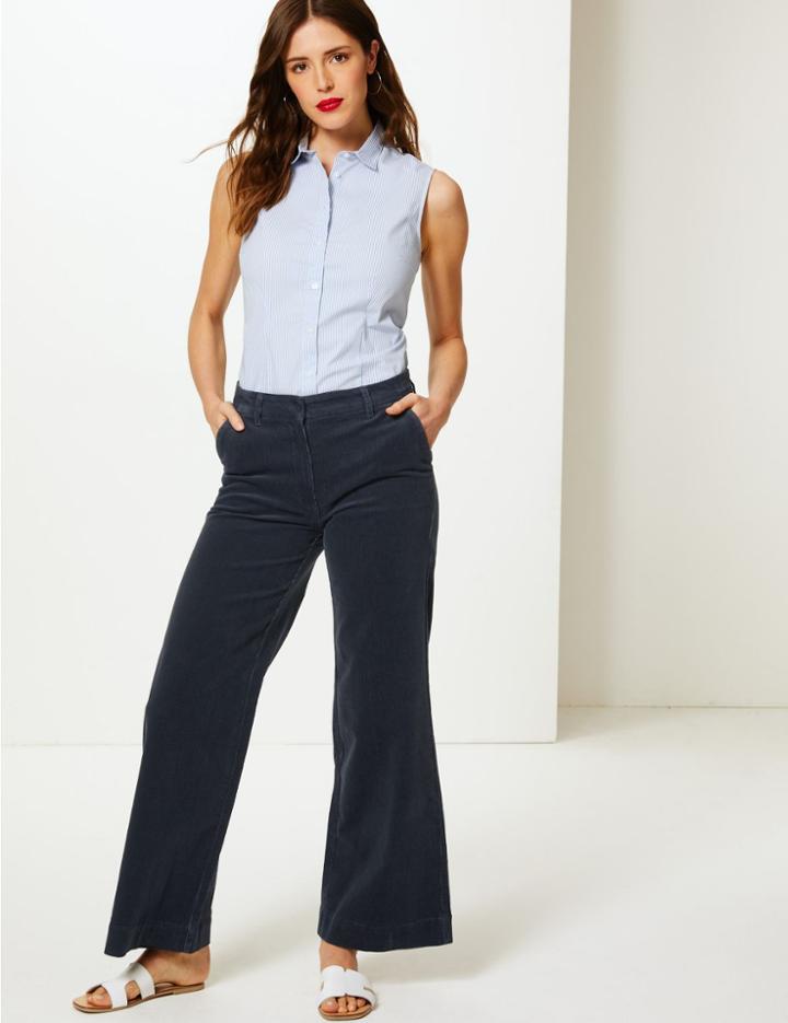 Marks & Spencer Straight Leg Ankle Grazer Trousers Grey