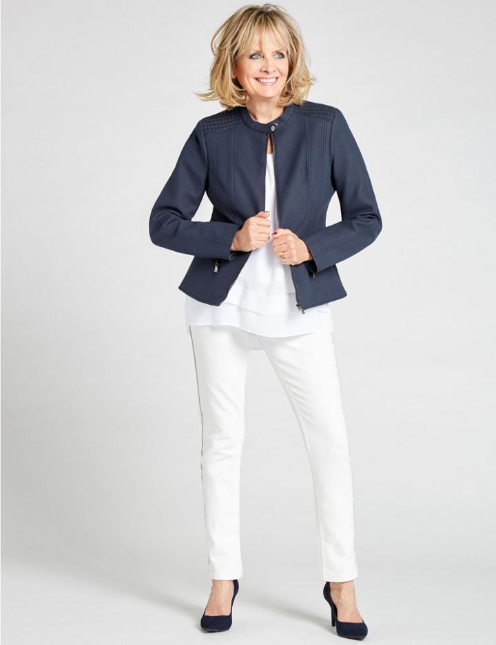 Marks & Spencer Faux Leather Stretch Detail Biker Jacket Midnight