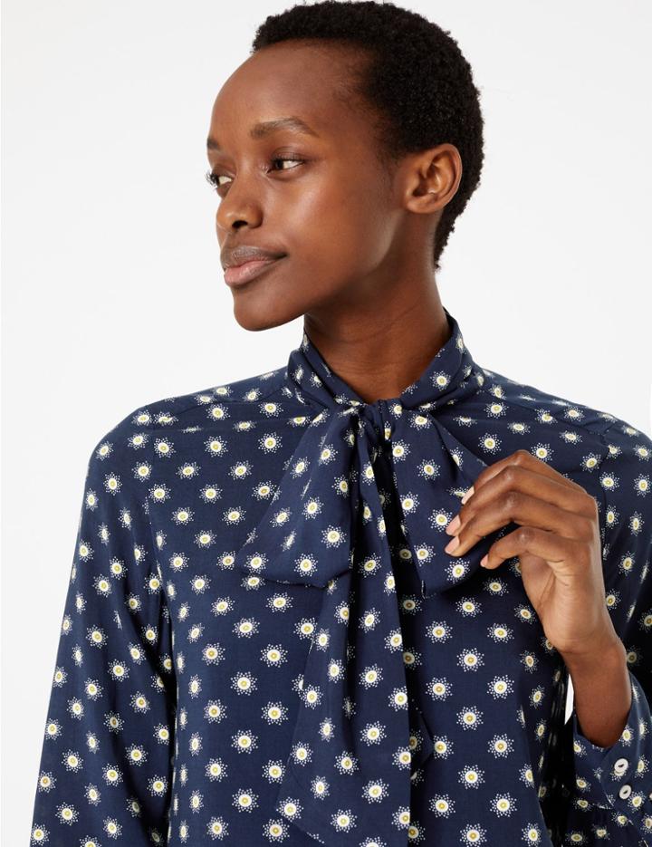 Marks & Spencer Star Print Blouse Navy Mix