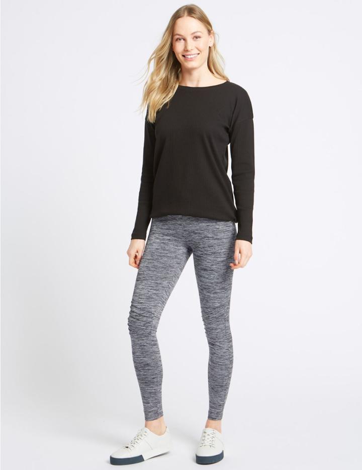 Marks & Spencer Marl Texture Biker Leggings Grey Marl