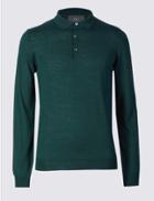 Marks & Spencer Merino Wool Blend Polo Shirt Teal
