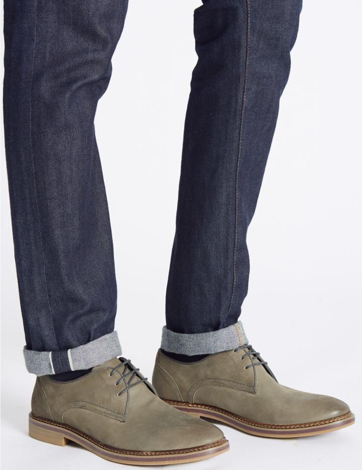 Marks & Spencer Suede Trisole Nubuck Lace-up Gibson Shoes Grey