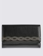 Marks & Spencer Faux Leather Rope Stitch Large Purse With Cardsafe&trade; Black