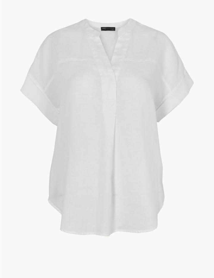 Marks & Spencer Petite Pure Linen Blouse White