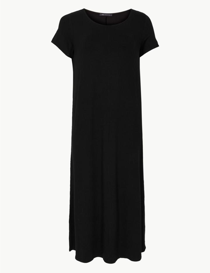 Marks & Spencer Curve Short Sleeve Column Maxi Dress Black
