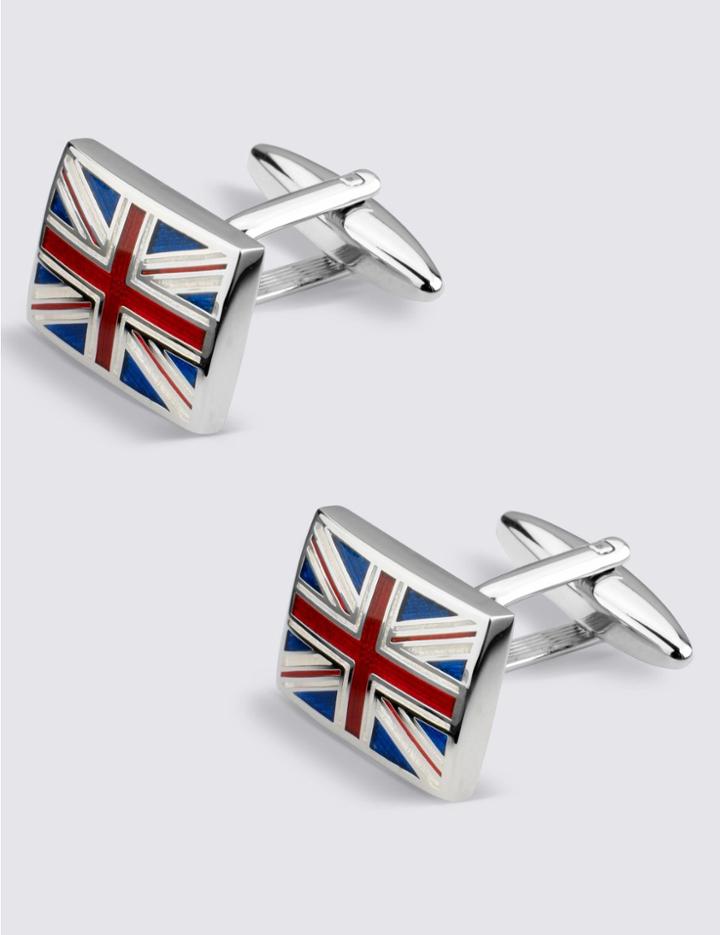 Marks & Spencer Union Jack Rectangular Cufflinks Blue/white