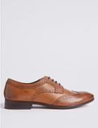 Marks & Spencer Leather Almond Toe Brogue Shoes Light Tan