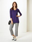Marks & Spencer Cashmilon&trade; Textured V-neck Tunic Jumper Purple
