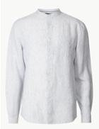 Marks & Spencer Pure Linen Striped Shirt With Pocket White