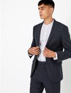 Marks & Spencer Navy Checked Tailored Fit Jacket