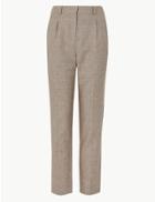 Marks & Spencer Linen Blend Checked Straight Leg Trousers Natural Mix