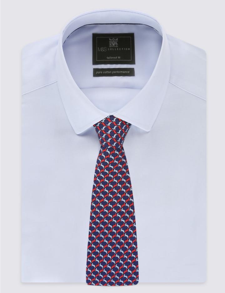 Marks & Spencer Pure Silk Leaping Bunny Tie Red Mix