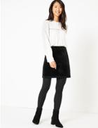 Marks & Spencer Velvet A-line Mini Skirt Black