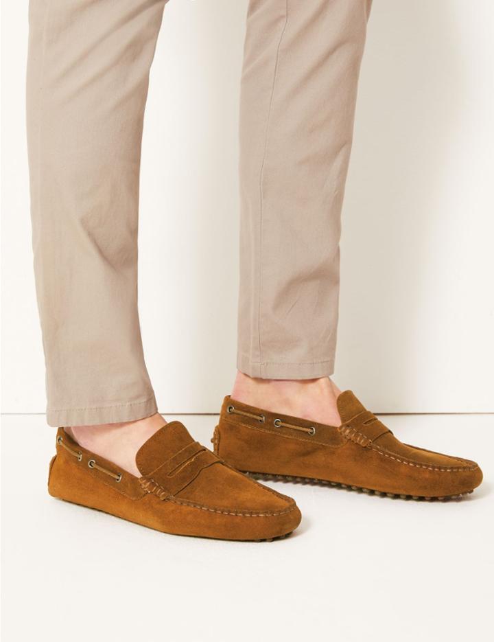 Marks & Spencer Suede Slip-on Drivers Tan