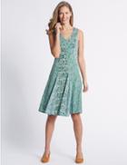 Marks & Spencer Spliced Burnout Print Dress Mint Mix