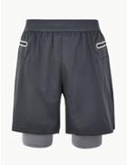 Marks & Spencer Active Two Layer Shorts Dark Grey Mix