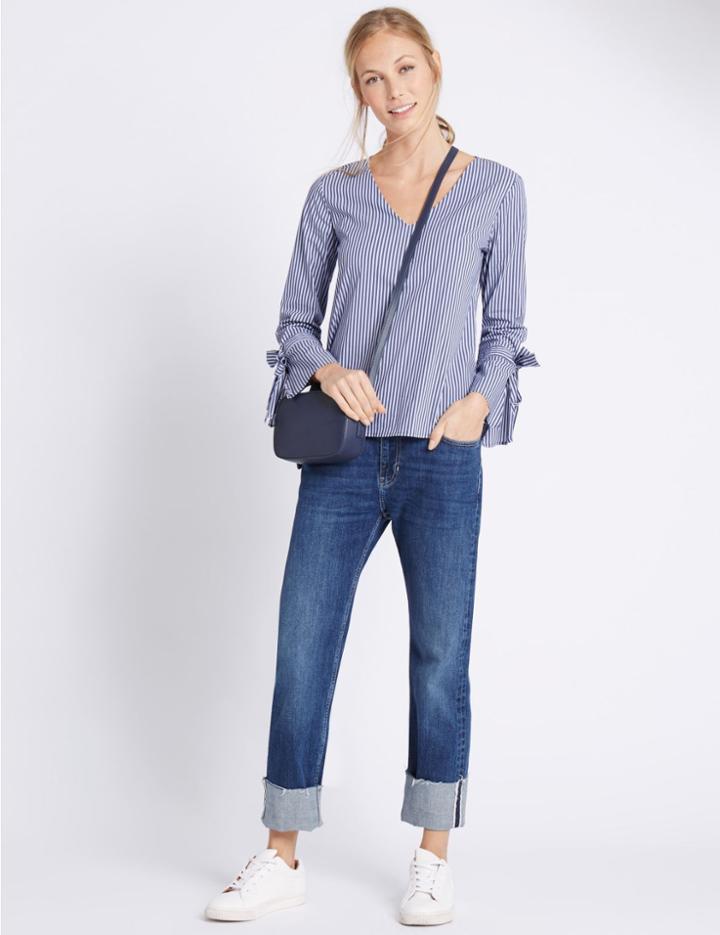 Marks & Spencer Faux Leather Across Body Bag Navy