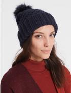 Marks & Spencer Fur Bobble Winter Hat Navy