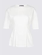 Marks & Spencer Pure Cotton Round Neck Short Sleeve Top Ivory