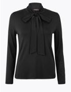Marks & Spencer Fitted Bow Detail Top Black
