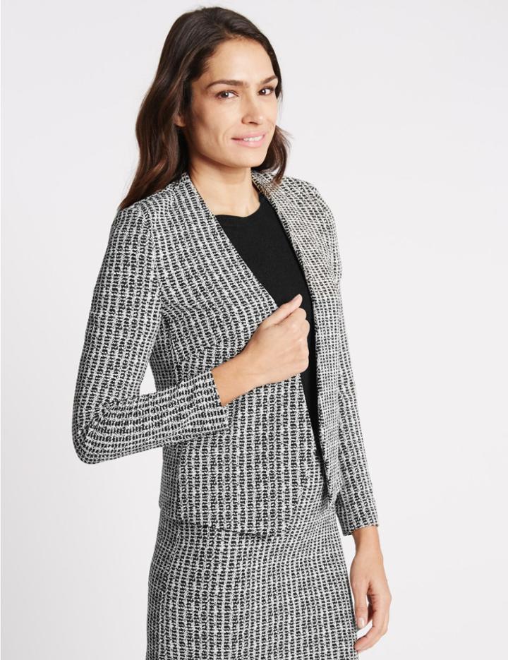 Marks & Spencer Textured Jersey Jacket Black Mix