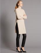 Marks & Spencer Side Split Round Neck Tunic Jumper Oyster