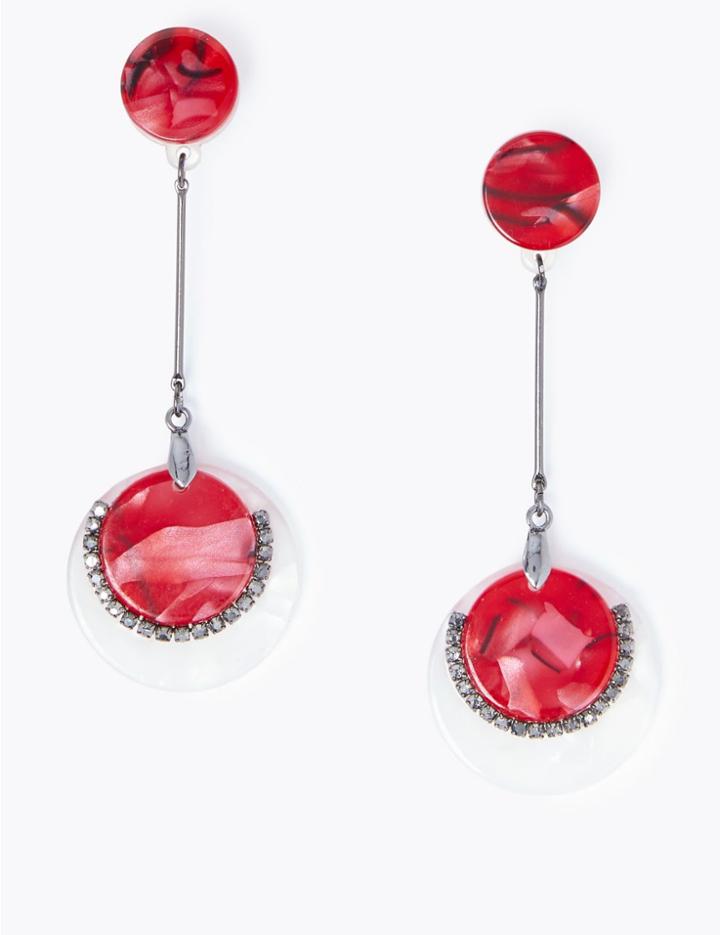 Marks & Spencer Disc Drop Earrings Red Mix