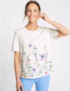 Marks & Spencer Modal Blend Puff Print Short Sleeve T-shirt Ivory Mix