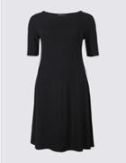 Marks & Spencer Petite Jersey Half Sleeve Swing Dress Black