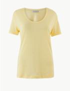 Marks & Spencer Pure Cotton Scoop Neck Short Sleeve T-shirt Yellow