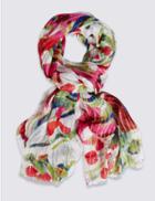 Marks & Spencer Sequin Floral Scarf Cream Mix