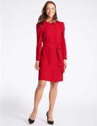 Marks & Spencer Tie Waist Puff Sleeve Tunic Dress Red